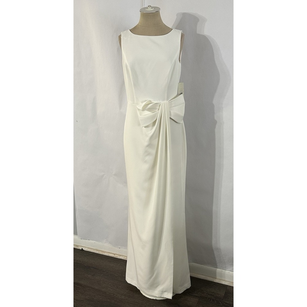 Eliza J Women's Ivory Draped Bow Sleeveless Gown Dress Size 6